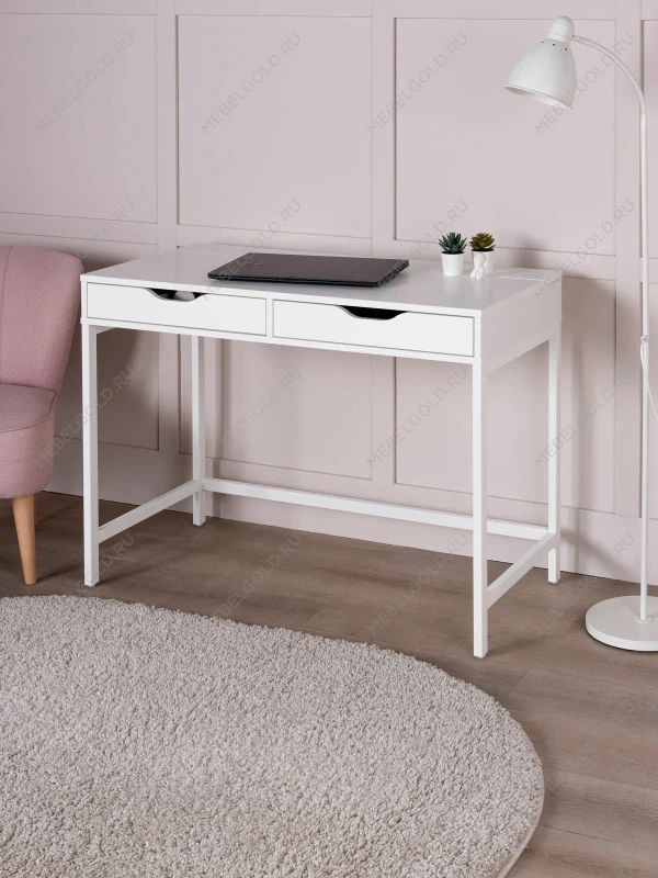 Стол письменный на металлических ножках Ингар Д 100x48x76, белый | изображение 2