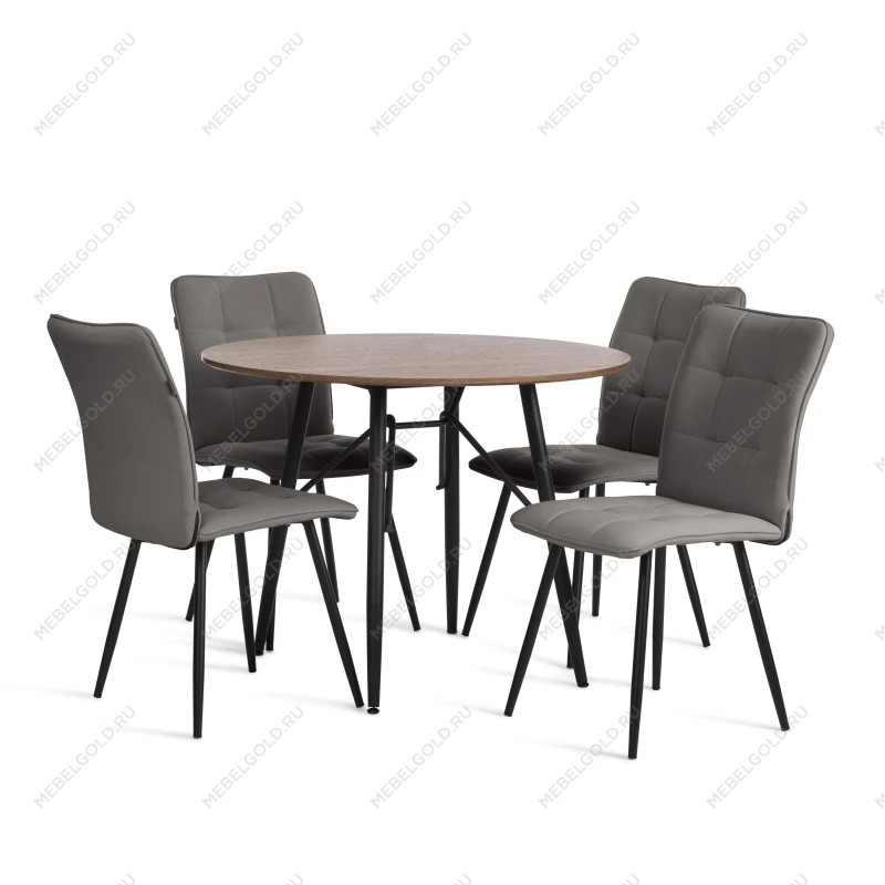 Стул обеденный Bari, флок, серый/черный, 29, 46х55х89 | изображение 9