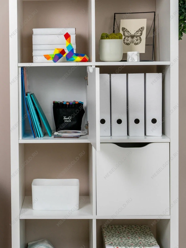 Модуль с дверцей для стеллажа ФОРА, 33х33х37, белый | изображение 5