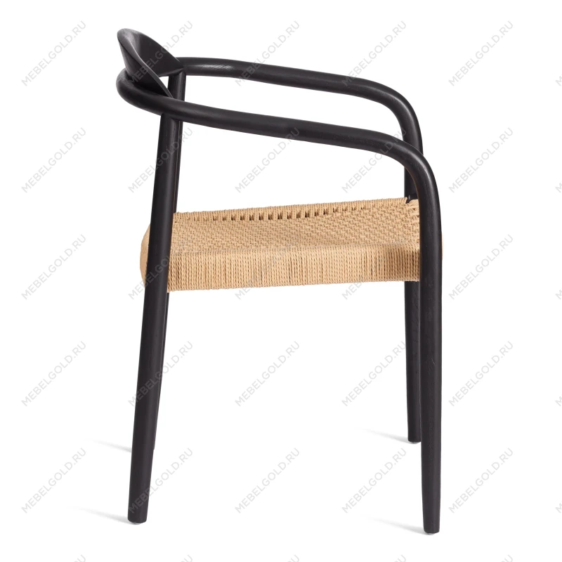 Стул MIDGARD, дерево вяз/бечевка, черный, 50х51х78,5 см | изображение 1