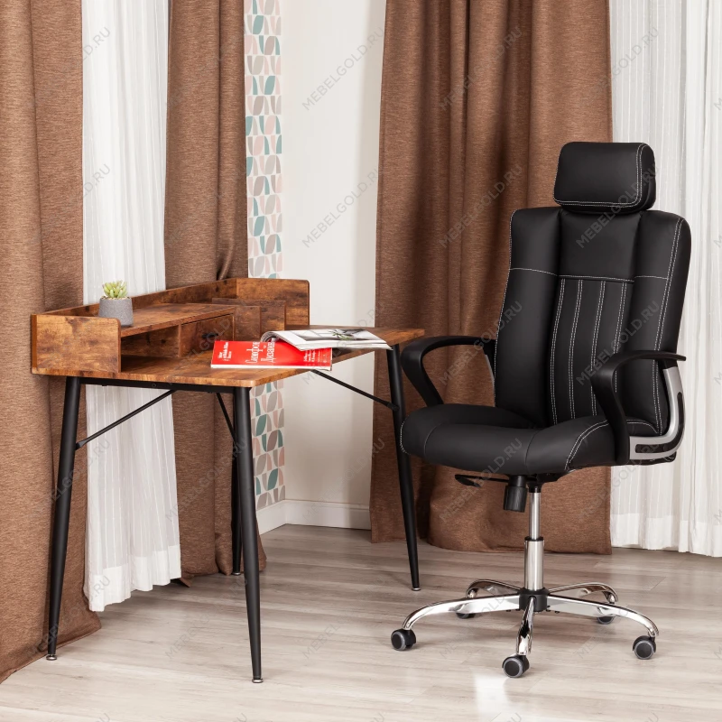 Кресло OXFORD хром, кож/зам, черный, 36-6 | изображение 12