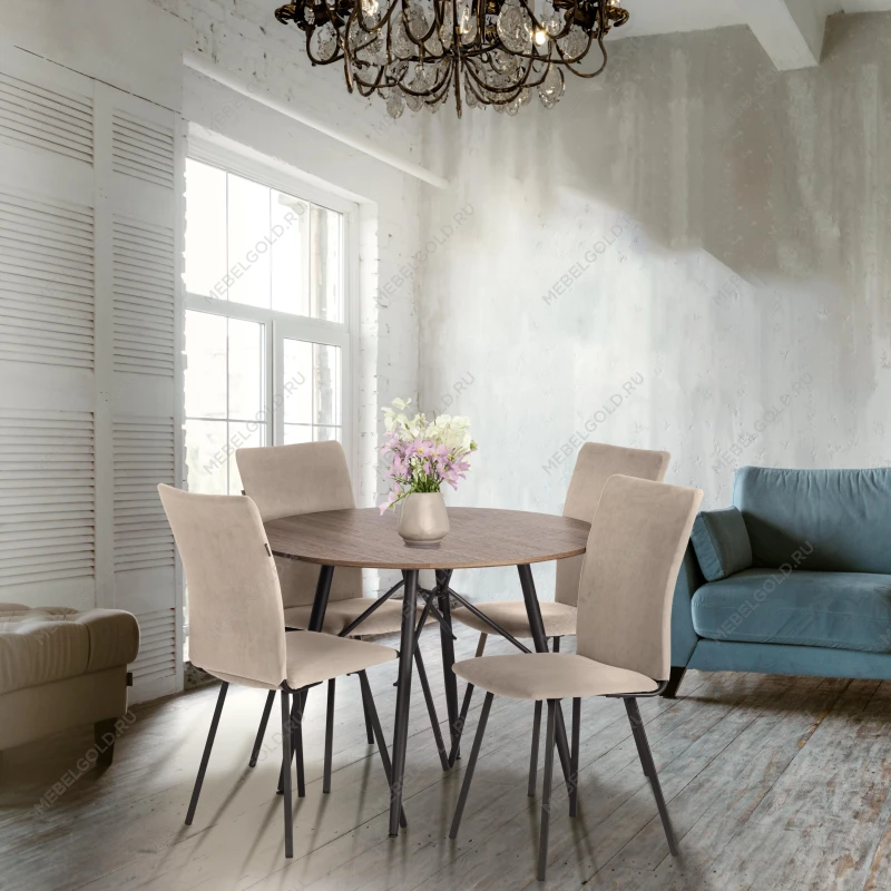 Стул обеденный La Rousse, флок, бежевый/черный, 7, 49х50х93 | изображение 10