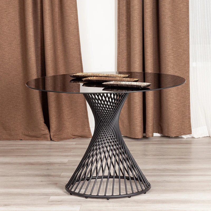Стол BERTOIA (mod. GT21), металл/стекло (8мм), Black (черный), 110 х 110 х 75 см | изображение 4