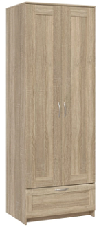 БРИМНЭС / СИРИУС Шкаф двудверный ИКЕА / IKEA с выдвижным ящиком, Дуб Сонома