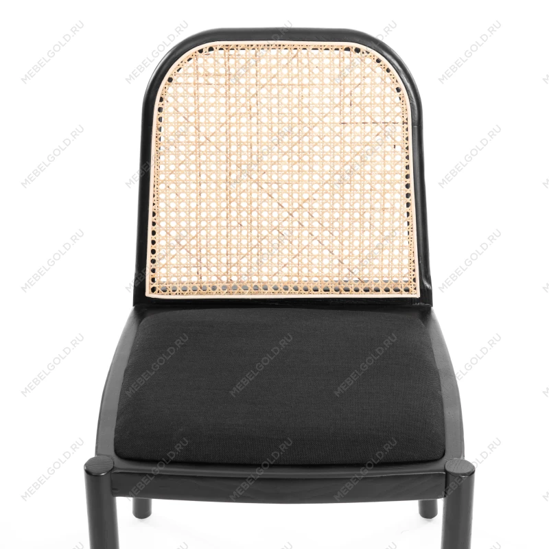 Стул FREYA, дерево вяз/ротанг, ткань лён, черный/черный лен, 46х41х79,5 см | изображение 5