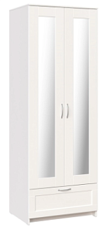 БРИМНЭС / СИРИУС Шкаф двухдверный ИКЕА / IKEA белый с одним выдвижным ящикам и двумя зеркалами