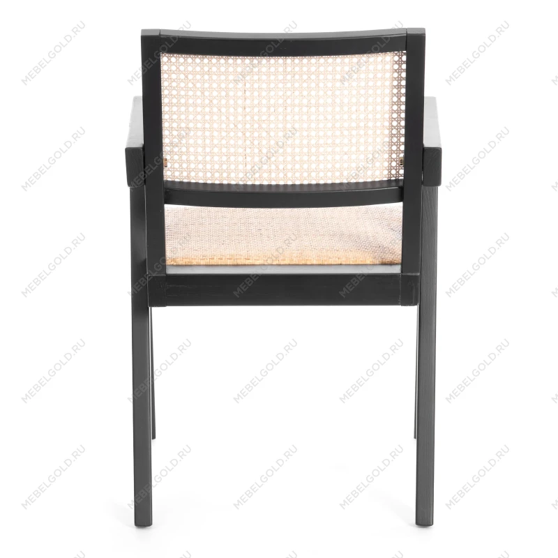 Кресло LOKI, дерево вяз/ротанг, черный, 50х50х84 см | изображение 3