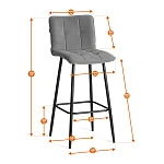 Барный стул Bari/Бари, экокожа, черный, 45х56х110 см | изображение 16