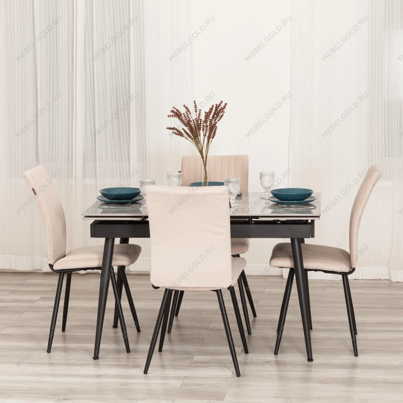 Стул обеденный Monte Carlo, TREND, флок, бежевый/черный, 7, 49х51х93 см | изображение 15