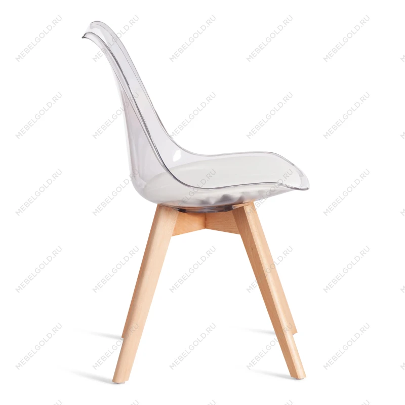 Стул TULIP (mod. 73-1), дерево/пластик/экокожа, 47,5x55x80 см, Прозрачный (Transparent) | изображение 1