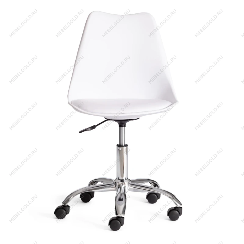 Офисное Компьютерное кресло TULIP (mod.106-1), металл/пластик/PU, 58 x 47 x 97см, White (белый) / Chrome (хром) | изображение 4