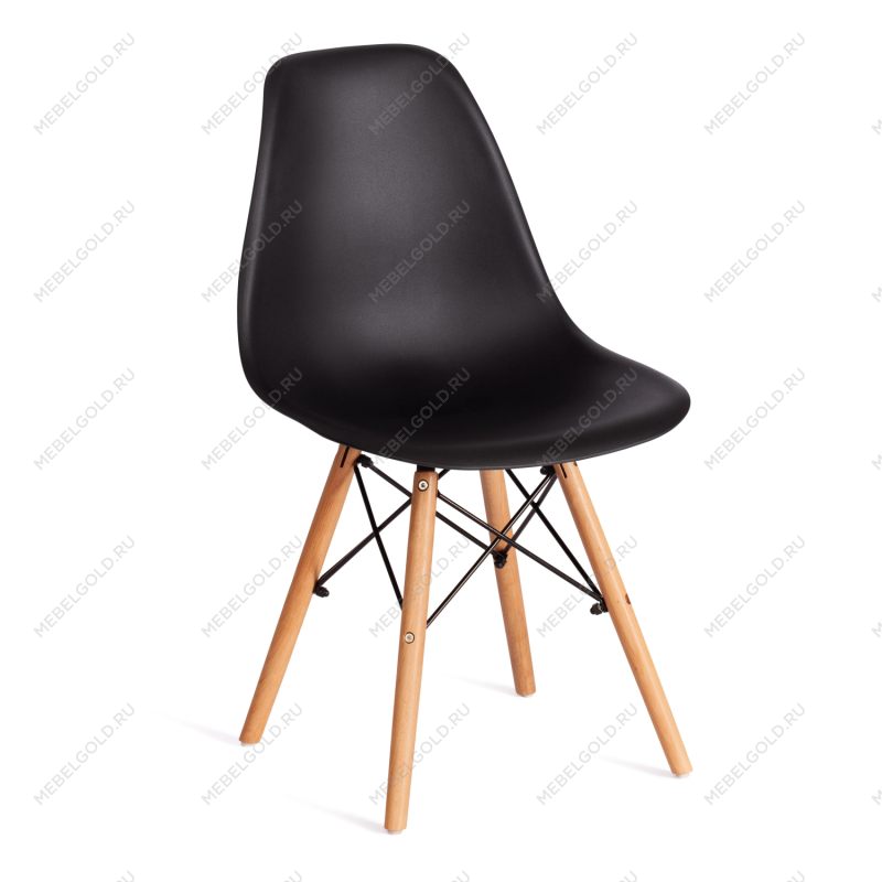 Стул CINDY (EAMES) (mod. 1801), дерево бук/металл/сиденье пластик, 45x51x82 см, Black (черный)