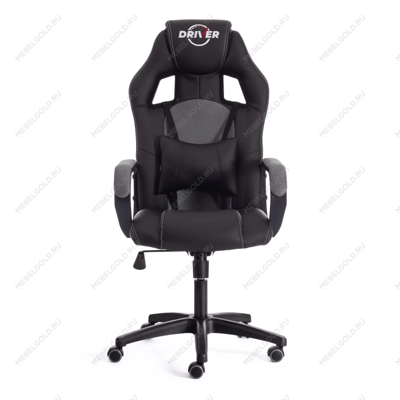 Кресло DRIVER (22), кож/зам/ткань, черный/серый, 36-6/TW-12 | изображение 4