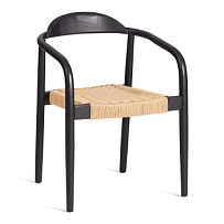 Стул MIDGARD, дерево вяз/бечевка, черный, 50х51х78,5 см